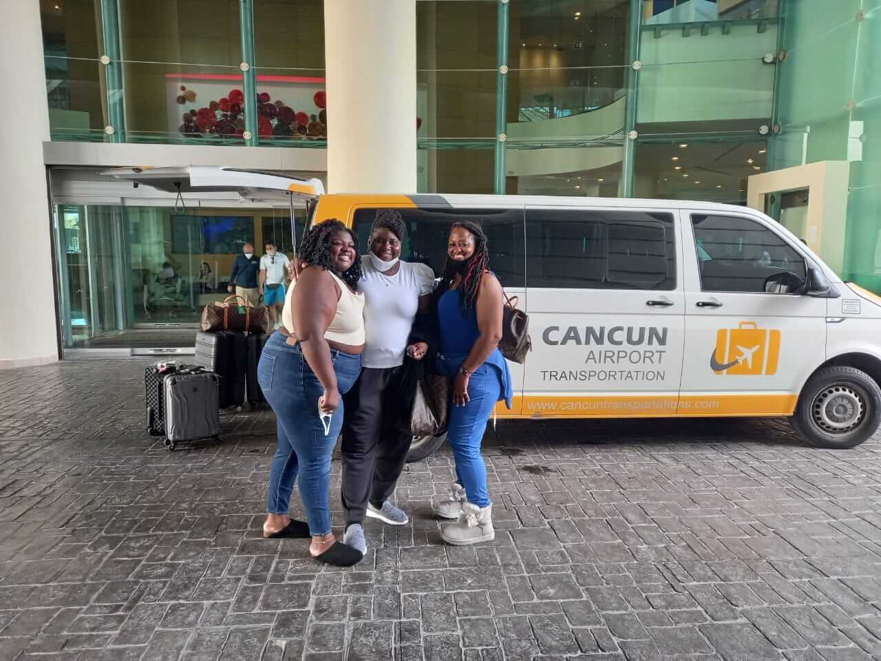 Three women arriving at their hotel by Private Transportation