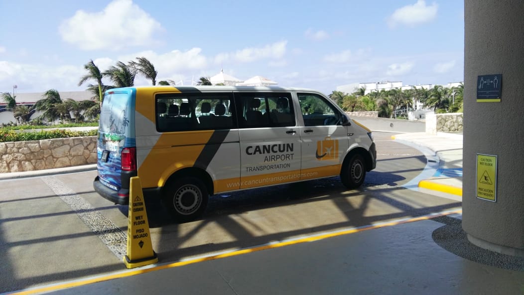 Branded Private Transportation van at Cancun Hotel Zone resort 