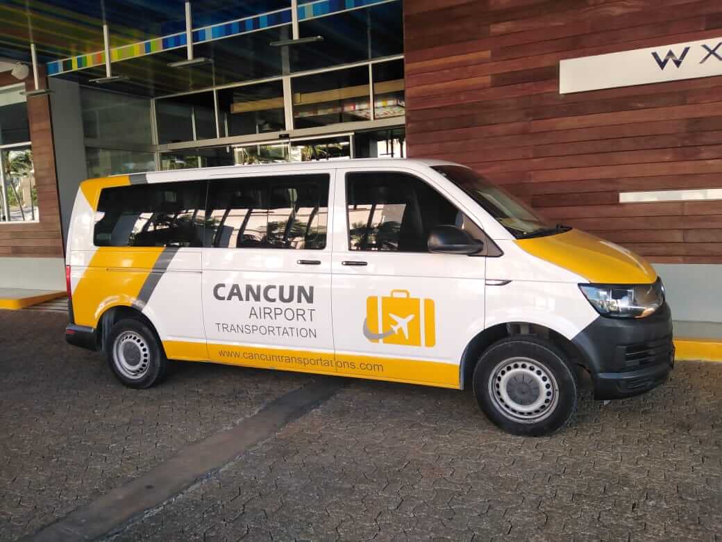 Van parked in front of WXYZ lounge at Marriot Cancun