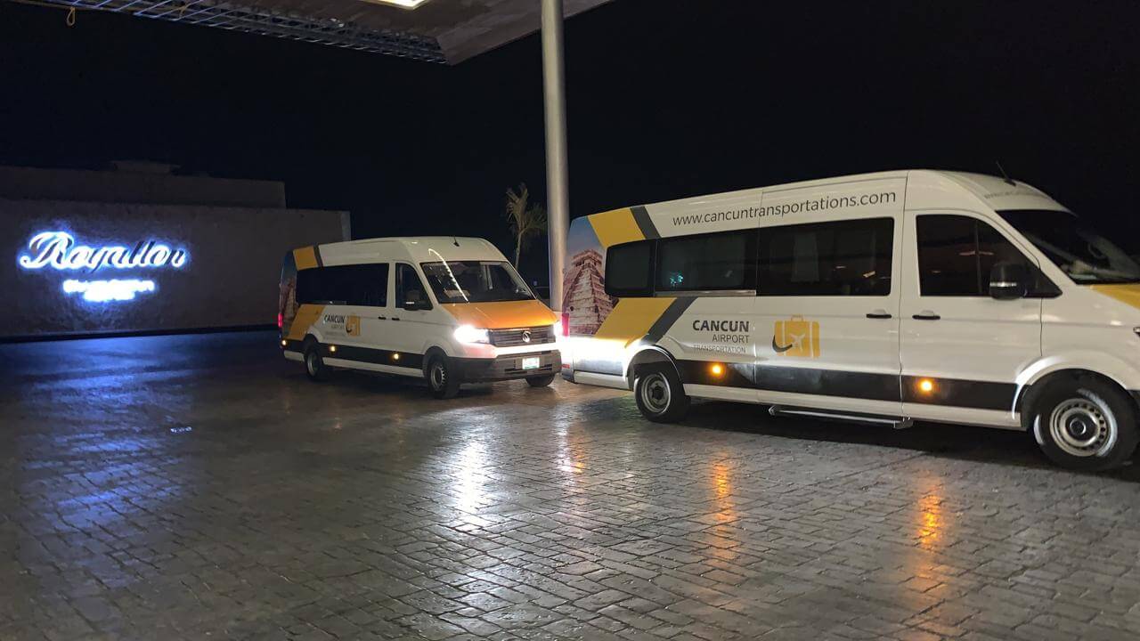 Two Group Transportation vans at Royalton Resort