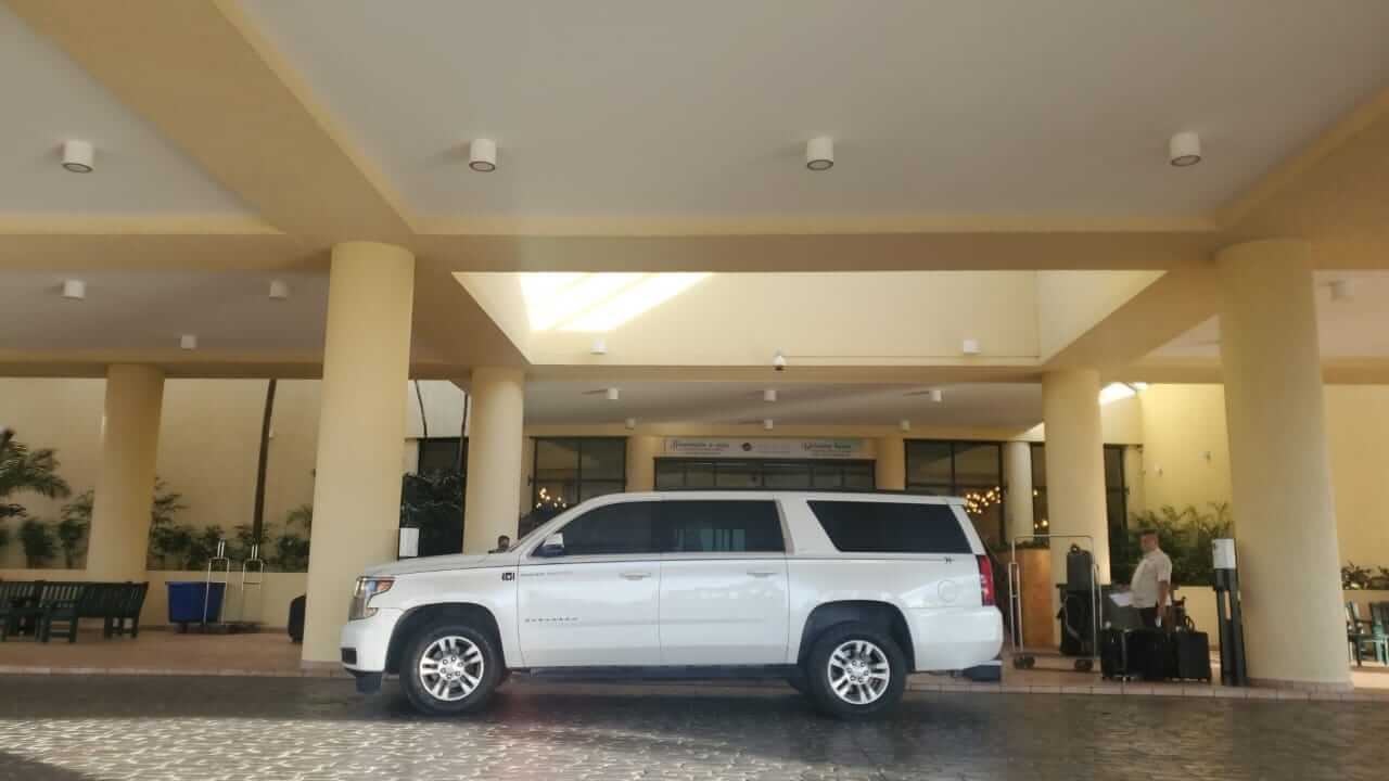 Luxury Transportation unit at hotel entrance