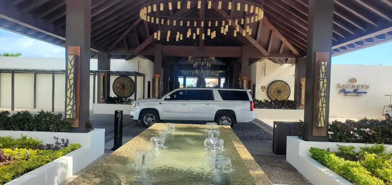 Luxury Transportation arriving at Secrets Playa Mujeres Resort