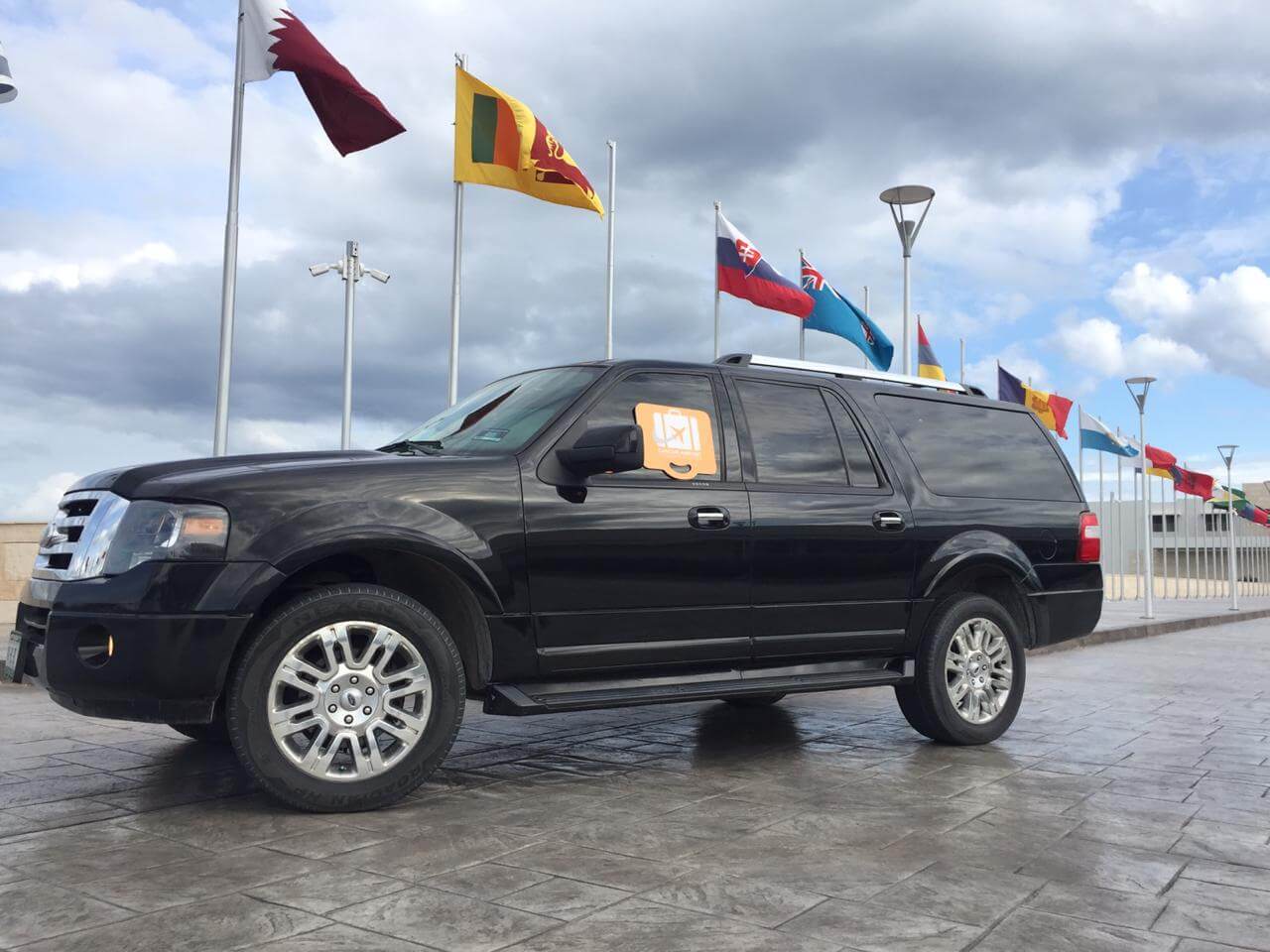 Front-right view of Black SUV 